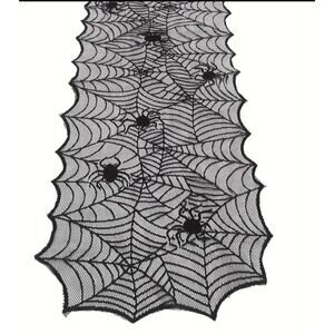 COPY - Spider's Web Table Runner Black Goth Halloween Spooky 18" X 64" Holiday …